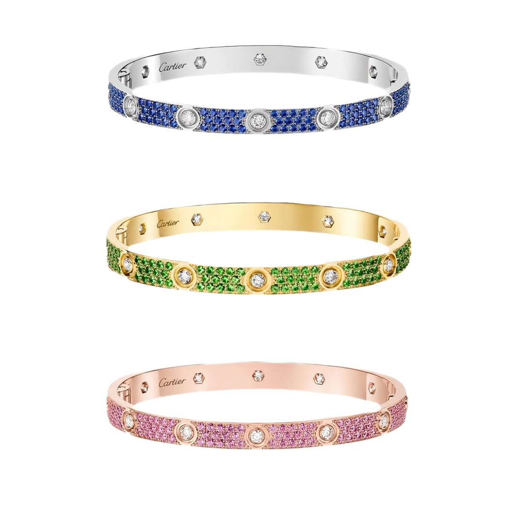 [LOXURA]2026 PAVE GEMSTONE LOVE BRACELET 6.1MM 10 DIAMONDS