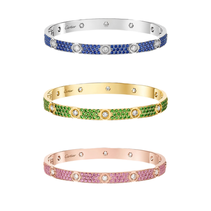 [LOXURA]2026 PAVE GEMSTONE LOVE BRACELET 6.1MM 10 DIAMONDS