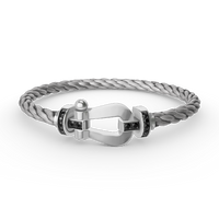[LOXURA]FORCE LARGE HORSESHOE BLACK DIAMOND BRACELET SILVER
