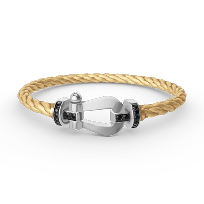 [LOXURA]FORCE LARGE HORSESHOE BLACK DIAMOND BRACELET SILVER