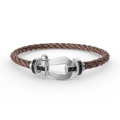 [LOXURA]FORCE LARGE HORSESHOE BLACK DIAMOND BRACELET SILVER