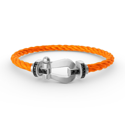 [LOXURA]FORCE LARGE HORSESHOE BLACK DIAMOND BRACELET SILVER