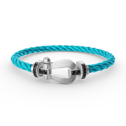 [LOXURA]FORCE LARGE HORSESHOE BLACK DIAMOND BRACELET SILVER