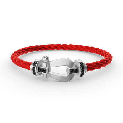 [LOXURA]FORCE LARGE HORSESHOE BLACK DIAMOND BRACELET SILVER