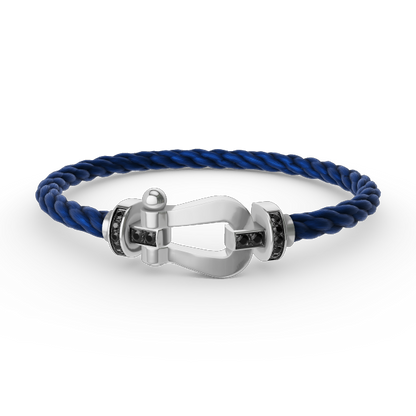 [LOXURA]FORCE LARGE HORSESHOE BLACK DIAMOND BRACELET SILVER