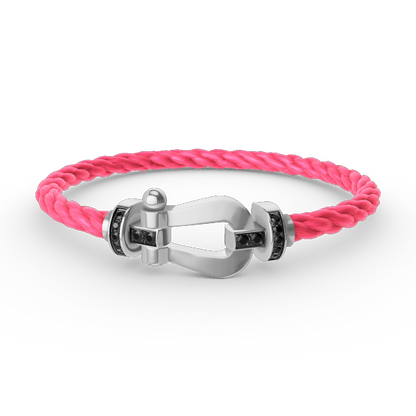 [LOXURA]FORCE LARGE HORSESHOE BLACK DIAMOND BRACELET SILVER