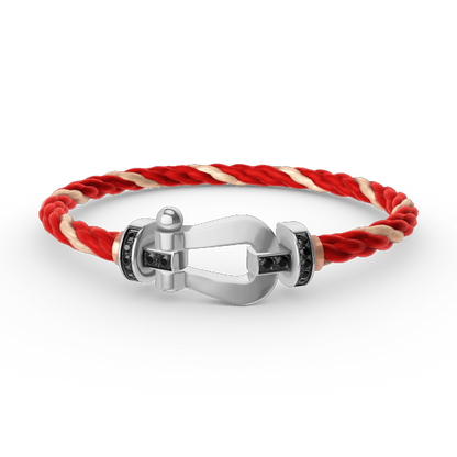 [LOXURA]FORCE LARGE HORSESHOE BLACK DIAMOND BRACELET SILVER