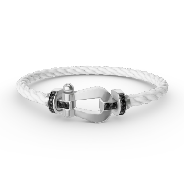[LOXURA]FORCE LARGE HORSESHOE BLACK DIAMOND BRACELET SILVER