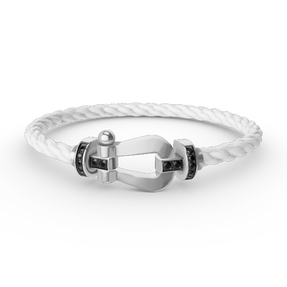 [LOXURA]FORCE LARGE HORSESHOE BLACK DIAMOND BRACELET SILVER