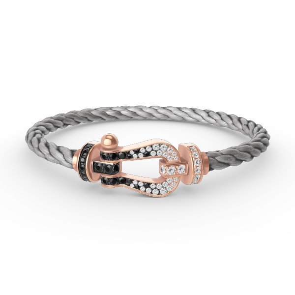 [LOXURA]FORCE LARGE HORSESHOE BLACK WHITE DIAMOND BRACELET ROSE GOLD