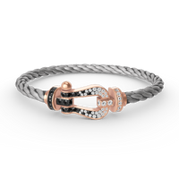 [LOXURA]FORCE LARGE HORSESHOE BLACK WHITE DIAMOND BRACELET ROSE GOLD