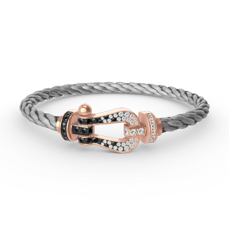 [LOXURA]FORCE LARGE HORSESHOE BLACK WHITE DIAMOND BRACELET ROSE GOLD