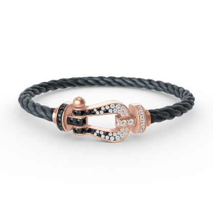 [LOXURA]FORCE LARGE HORSESHOE BLACK WHITE DIAMOND BRACELET ROSE GOLD
