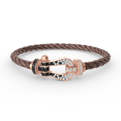 [LOXURA]FORCE LARGE HORSESHOE BLACK WHITE DIAMOND BRACELET ROSE GOLD
