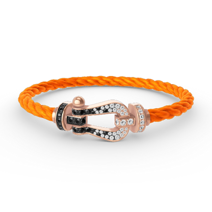 [LOXURA]FORCE LARGE HORSESHOE BLACK WHITE DIAMOND BRACELET ROSE GOLD