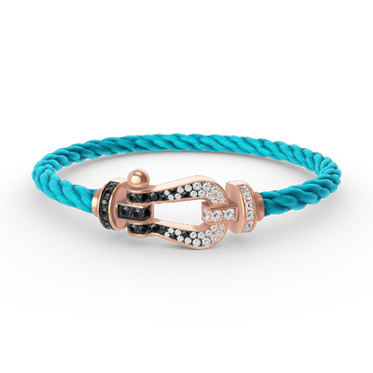 [LOXURA]FORCE LARGE HORSESHOE BLACK WHITE DIAMOND BRACELET ROSE GOLD