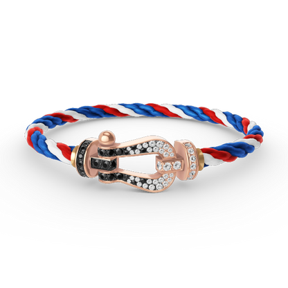 [LOXURA]FORCE LARGE HORSESHOE BLACK WHITE DIAMOND BRACELET ROSE GOLD