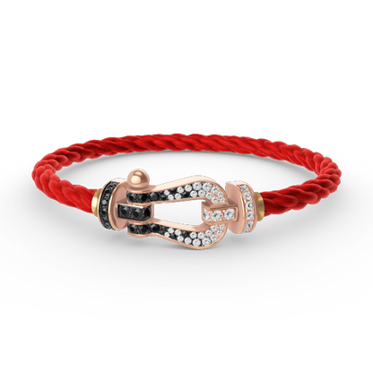 [LOXURA]FORCE LARGE HORSESHOE BLACK WHITE DIAMOND BRACELET ROSE GOLD