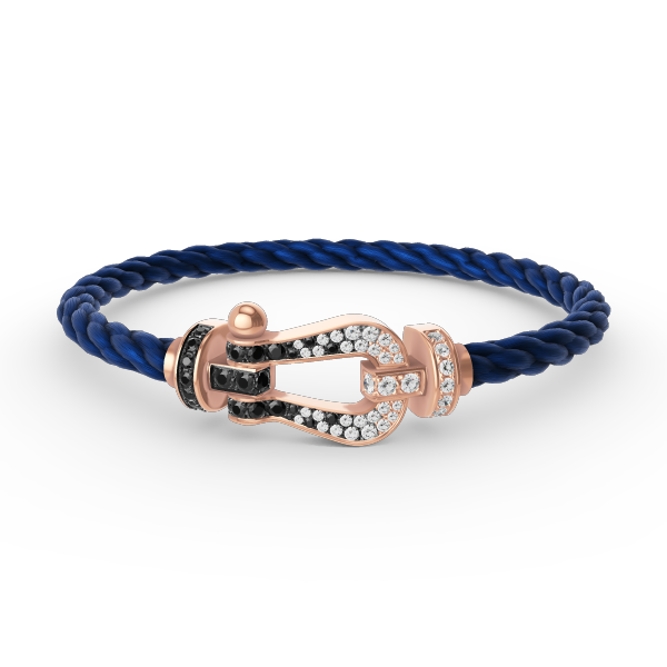 [LOXURA]FORCE LARGE HORSESHOE BLACK WHITE DIAMOND BRACELET ROSE GOLD