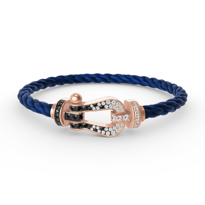 [LOXURA]FORCE LARGE HORSESHOE BLACK WHITE DIAMOND BRACELET ROSE GOLD