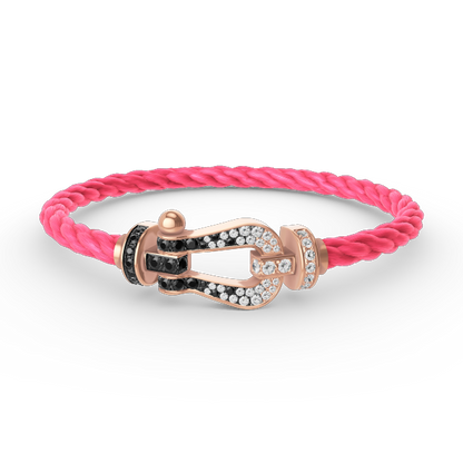 [LOXURA]FORCE LARGE HORSESHOE BLACK WHITE DIAMOND BRACELET ROSE GOLD
