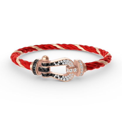 [LOXURA]FORCE LARGE HORSESHOE BLACK WHITE DIAMOND BRACELET ROSE GOLD