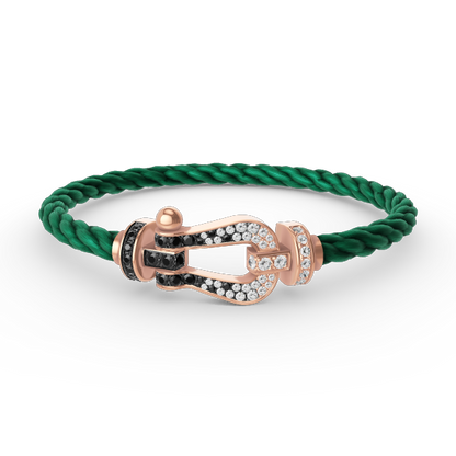 [LOXURA]FORCE LARGE HORSESHOE BLACK WHITE DIAMOND BRACELET ROSE GOLD