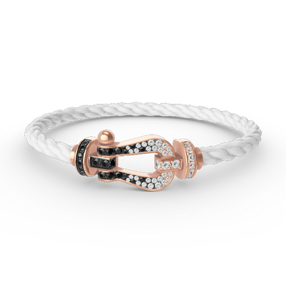 [LOXURA]FORCE LARGE HORSESHOE BLACK WHITE DIAMOND BRACELET ROSE GOLD