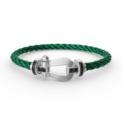 [LOXURA]FORCE LARGE HORSESHOE BLACK DIAMOND BRACELET SILVER