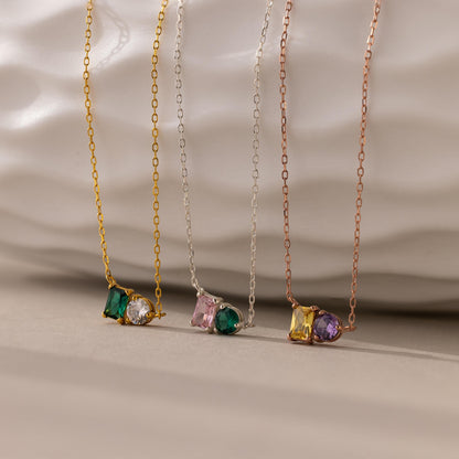Toi et Moi Emerald Birthstone Necklace