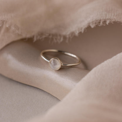 Dainty Round Moonstone Ring