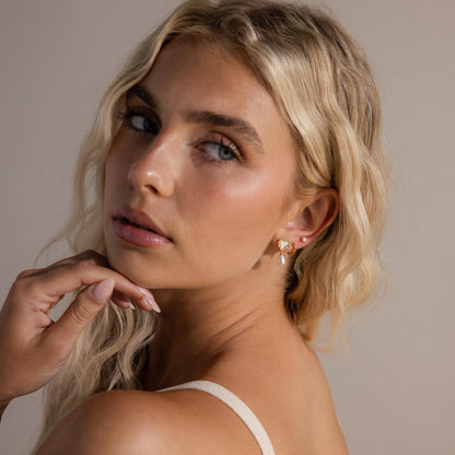 Pearl Heart Beaded Drop Studs