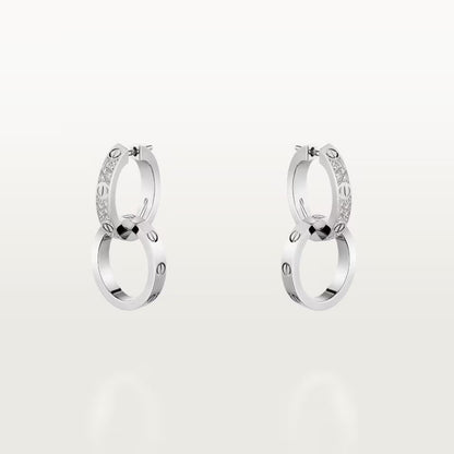 [LOXURA]LOVE 3.3MM DANGLE HALF DIAMOND EARRINGS