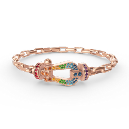 [LOXURA]FORCE LARGE HORSESHOE CLASP  METAL BRACELET