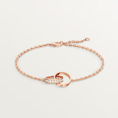 [LOXURA]LOVE DOUBLE RING HALF DIAMOND BRACELET
