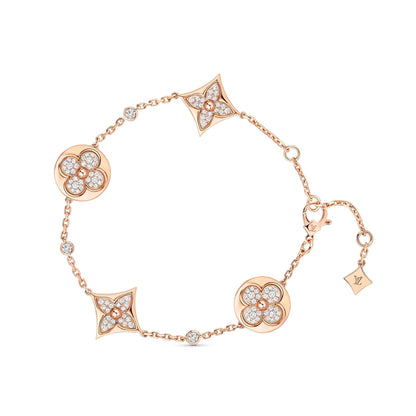 [LOXURA]STAR AND SUN 4 MOTIFS GOLD DIAMONDS BRACELET