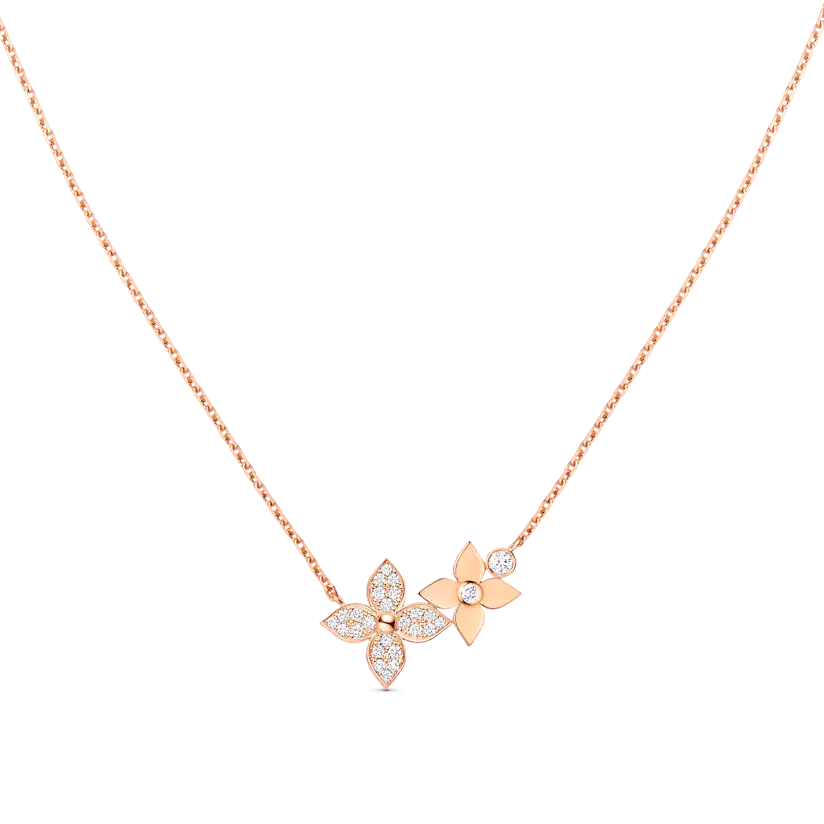 [LOXURA]STAR BLOSSOM NECKLACE PINK GOLD DIAMONDS