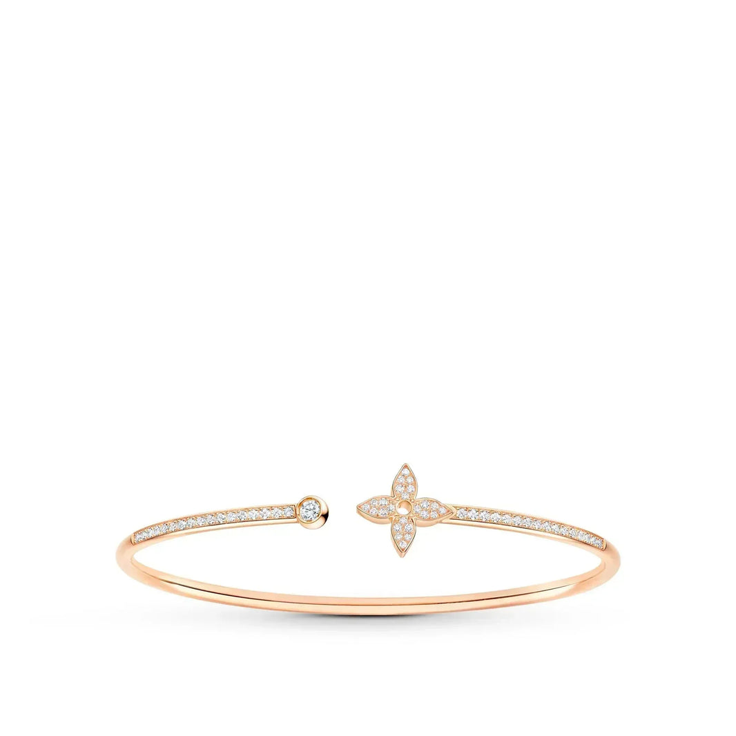 [LOXURA]IDYLLE PINK GOLD OPEN BRACELET DIAMOND PAVED