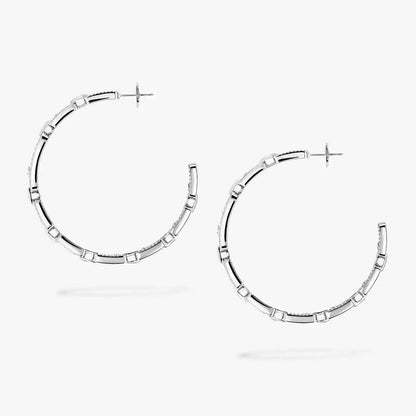 [[LOXURA]Move Link Diamond Hoop Earrings