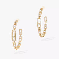 [[LOXURA]Move Link Diamond Hoop Earrings