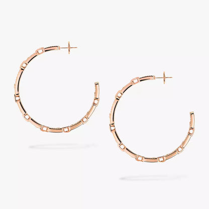[[LOXURA]Move Link Diamond Hoop Earrings