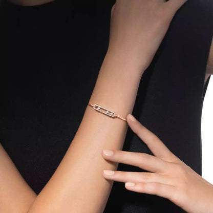 [LOXURA]Move Pavé Diamond Bangle Bracelet M