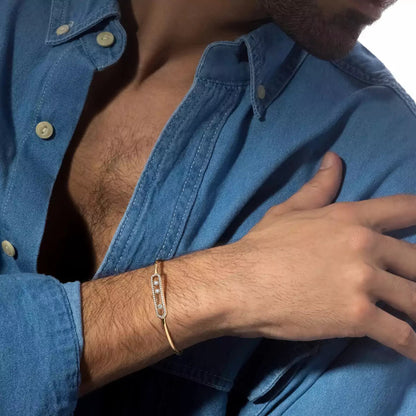 [LOXURA]Move Pavé Diamond Bangle Bracelet M