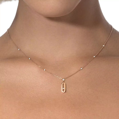 [LOXURA] Move Uno Gold Diamond Long Necklace