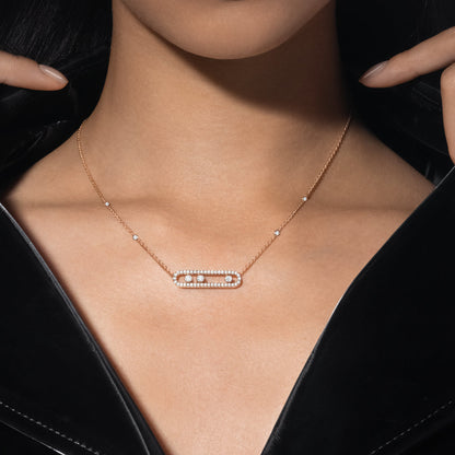 [LOXURA] Move Pave_ Rose Gold Diamond Necklace