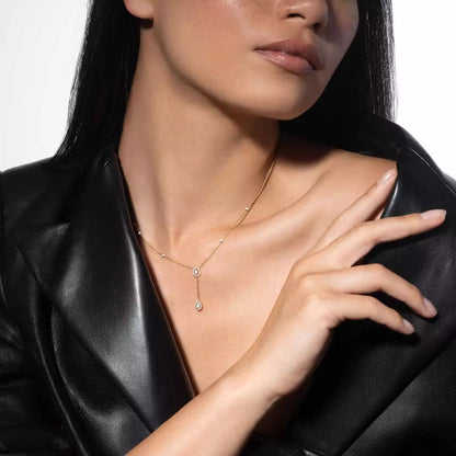 [LOXURA]Gold Diamond Tie Necklace