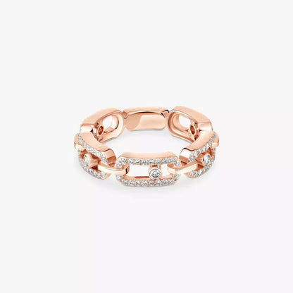 [LOXURA]Move Link Pave_-Set Diamond Ring in Gold