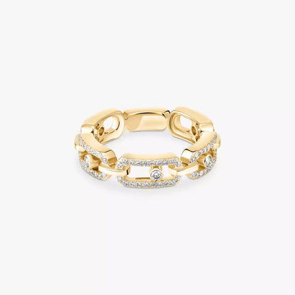 [LOXURA]Move Link Pave_-Set Diamond Ring in Gold