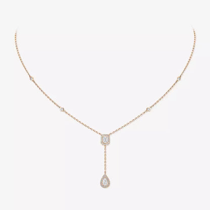 [LOXURA]Gold Diamond Tie Necklace