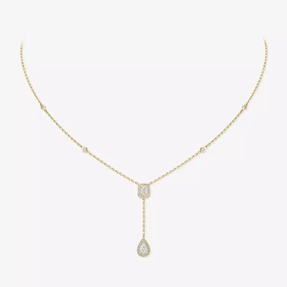 [LOXURA]Gold Diamond Tie Necklace